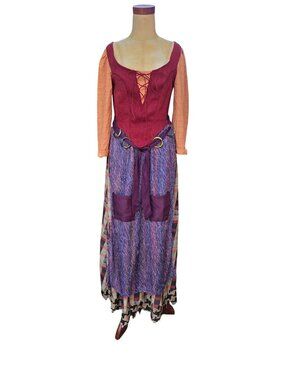 Hocus Pocus Wendy Sanderson Dress With Lace-Up Bodice Patchwork Adult Sz S